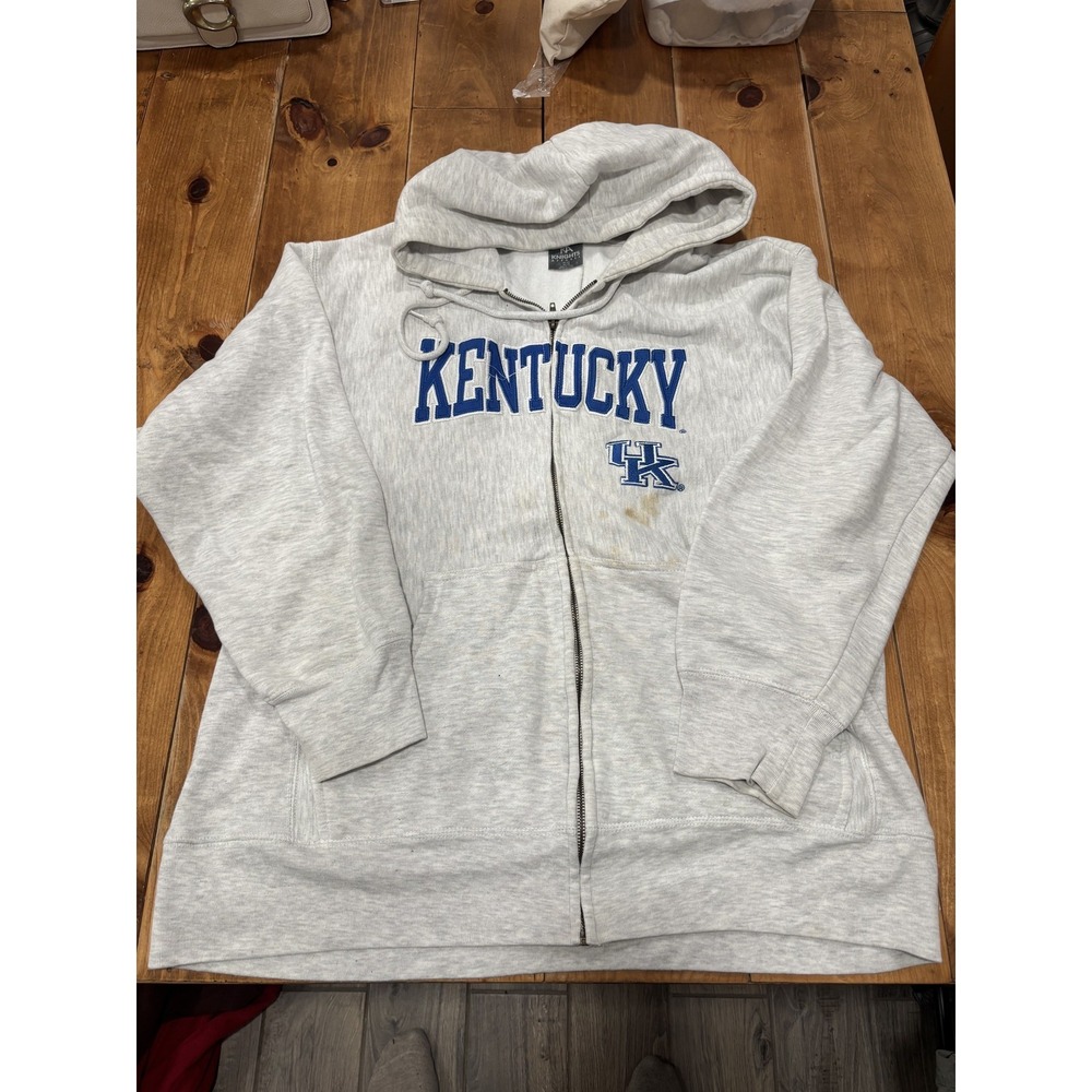 Knights Apparel Kentucky Wildcats Full Zip Hoodie Men's XL Grey Blue Logo